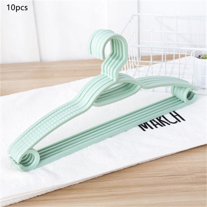 A sturdy home clothes hanger for dorm or student use, non-slip and scratch-free.