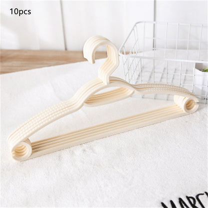 A sturdy home clothes hanger for dorm or student use, non-slip and scratch-free.