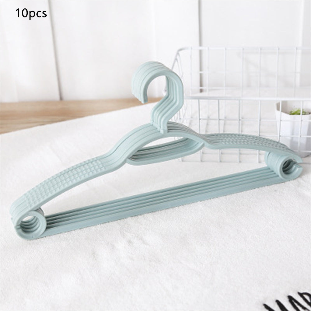 A sturdy home clothes hanger for dorm or student use, non-slip and scratch-free.