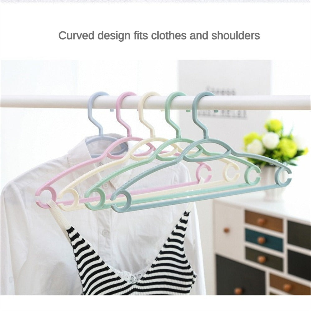 A sturdy home clothes hanger for dorm or student use, non-slip and scratch-free.