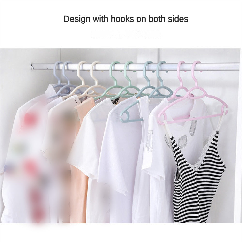 A sturdy home clothes hanger for dorm or student use, non-slip and scratch-free.