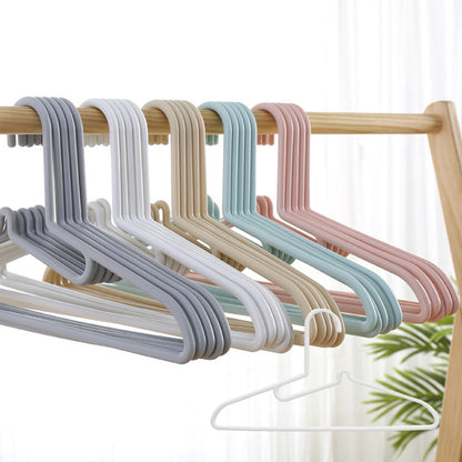 A sturdy home clothes hanger for dorm or student use, non-slip and scratch-free.