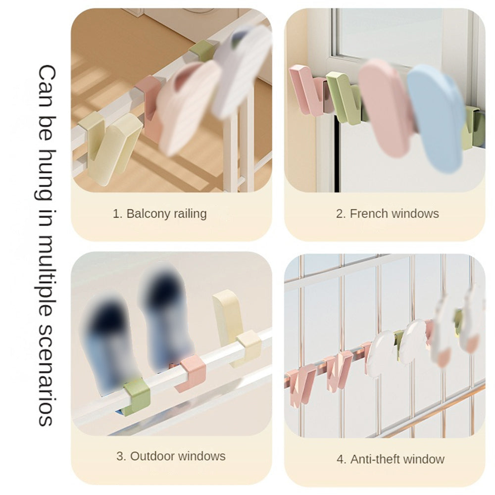 Balcony sandal rack Outdoor shoe drying rack Portable hanging and draining Window rail shoe drying clips/hooks