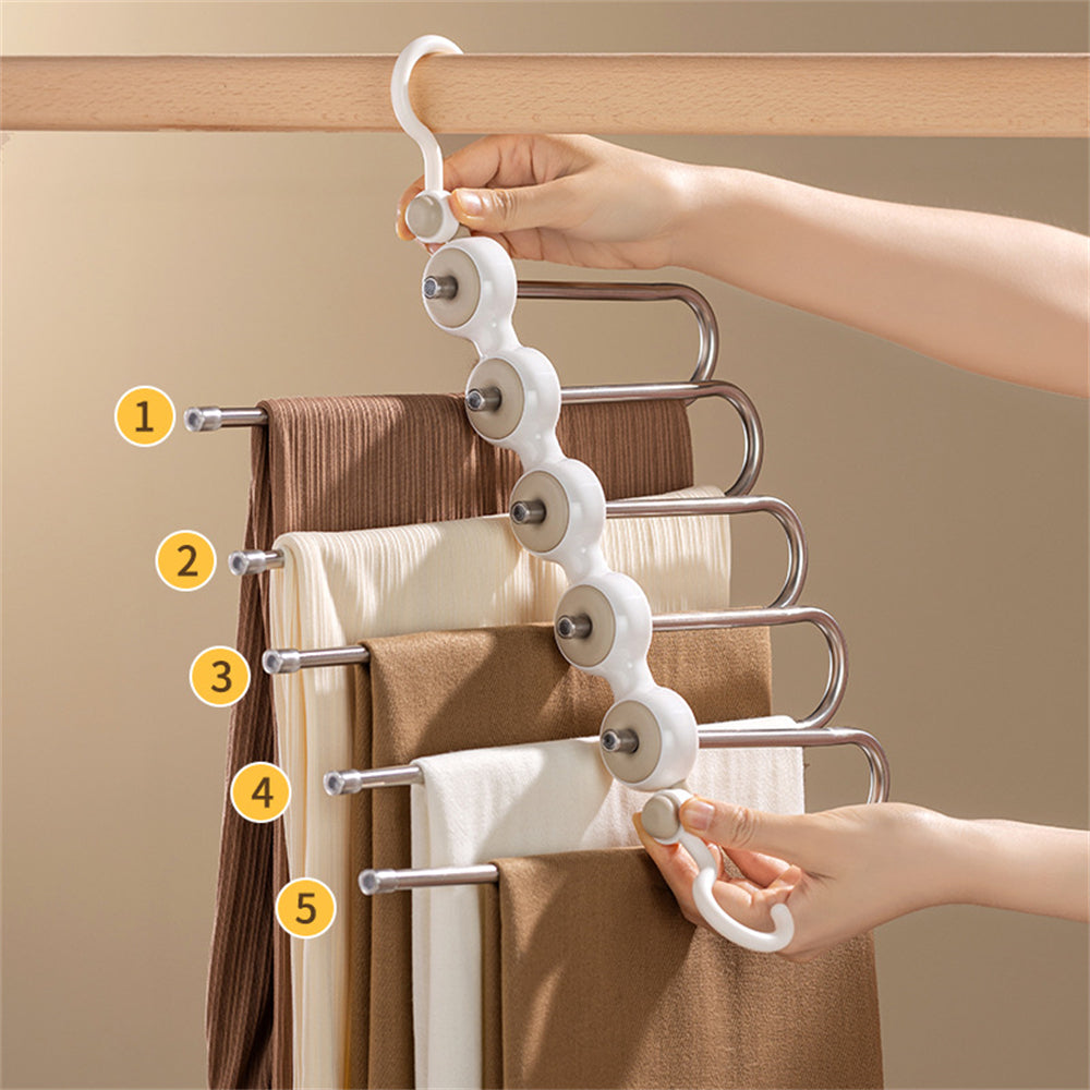 Folding Pants Rack with Multi-Layer Design - Home Use, Non-Scratch Trouser Hanger for Wardrobe Organization and Storage