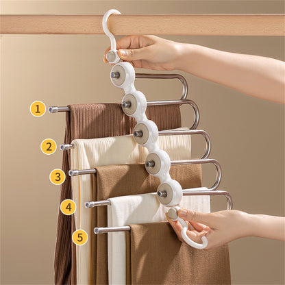 Folding Pants Rack with Multi-Layer Design - Home Use, Non-Scratch Trouser Hanger for Wardrobe Organization and Storage