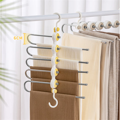 Folding Pants Rack with Multi-Layer Design - Home Use, Non-Scratch Trouser Hanger for Wardrobe Organization and Storage