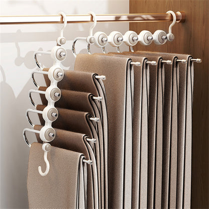 Folding Pants Rack with Multi-Layer Design - Home Use, Non-Scratch Trouser Hanger for Wardrobe Organization and Storage