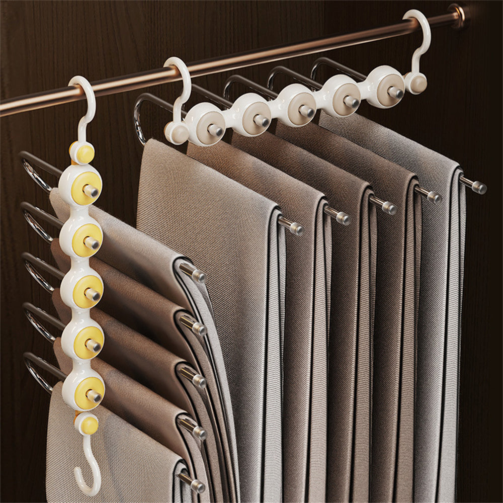 Folding Pants Rack with Multi-Layer Design - Home Use, Non-Scratch Trouser Hanger for Wardrobe Organization and Storage