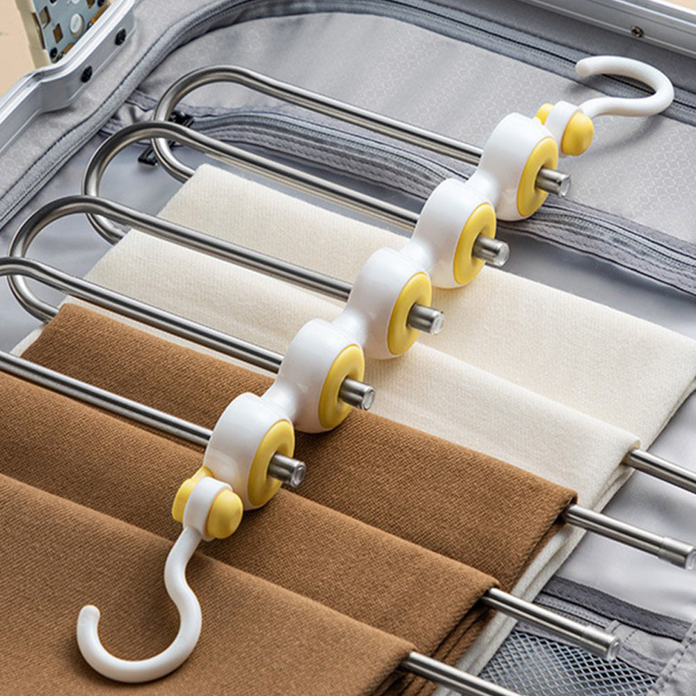 Folding Pants Rack with Multi-Layer Design - Home Use, Non-Scratch Trouser Hanger for Wardrobe Organization and Storage